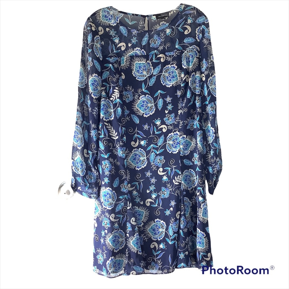 The Limited Women's Size 8 Navy Floral Long Sleeve Lined Dress